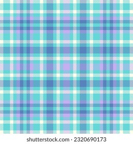 Vector tartan check of seamless texture fabric with a pattern plaid textile background in teal and ivory colors.