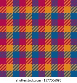 vector tartan plaid pattern in pink, blue and yellow colors
