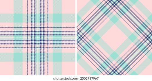Vector tartan plaid of seamless texture fabric with a textile check pattern background. Set in kids colours for Easter celebration ideas.
