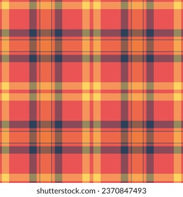 Vector tartan plaid of texture check pattern with a seamless background textile fabric in red and orange colors.