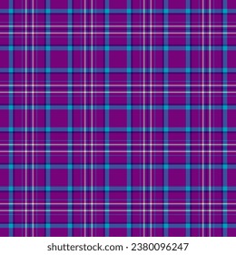 Vector tartan seamless of pattern textile fabric with a background plaid texture check in purple and blue colors.