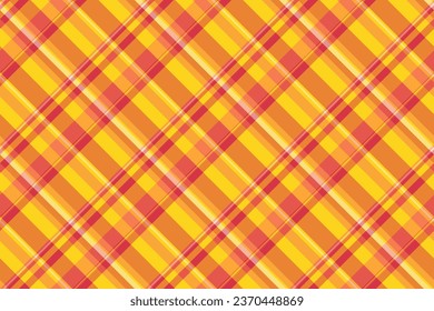 Tejidos vectoriales de textura de tela de tela enchapados con un patrón de comprobación sin fisuras en color naranja y rojo.