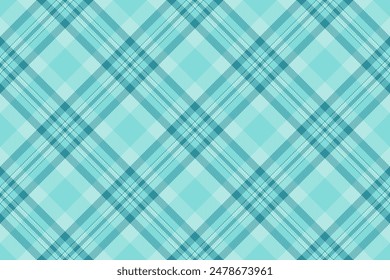 Vector tartan texture of seamless pattern plaid with a fabric textile check background in teal and light colors.