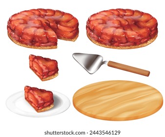 Vector tarte tatin french traditional apple cake