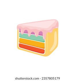 Vector tasty cake slices with frosting and cream.