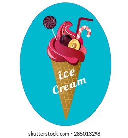 vector tasty colorful ice cream