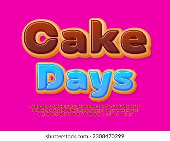 Días de Emblem Cake, deliciosos vectores. Dulce Donut Font. Deliciosas letras y números de alfabeto