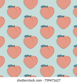 Vector tasty fruit pattern with peach. Exotic fashion food drawing illustration. Sweet nature juicy organic modern print