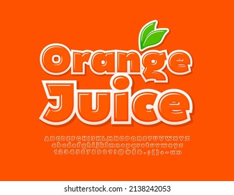 Logotipo vectorial Jugo Naranja. Trehdy Bright Font. Letras y números de alfabeto creativos