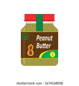 Vector Tasty Peanut Butter Spread Isolated on White Background. Nut Seeds. Sweet Healthy Dessert with Glass Box. Protein Oily Cream.