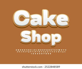 Vector sabroso cartel de la tienda de pasteles. Sugar Glazed fuente. Conjunto de letras y números del alfabeto de galletas dulces.