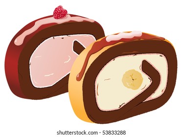 vector tasty roll cakes on white background