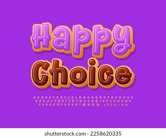 Vector tasty Sign Happy Choice. Sweet Donut Font. Funny Modern Alphabet Letters and Numbers