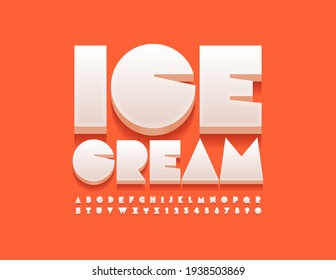 Vector tasty sign Ice Cream. Creative modern Font. Abstract style set of Alphabet Letters and Numbers