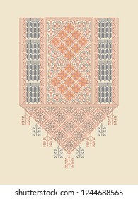 Vector Tatreez pattern design with Palestinian traditional embroidery motif