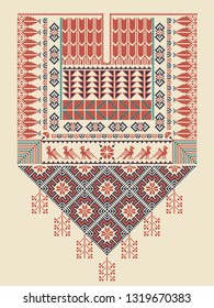 Vector Tatreez pattern design with Palestinian traditional embroidery motif