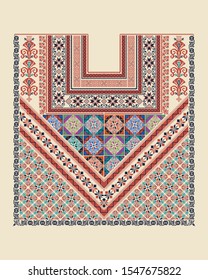 Vector Tatreez pattern design with Palestinian traditional embroidery motif