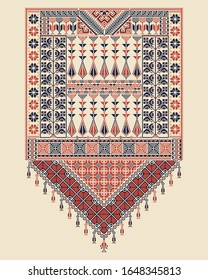 Vector Tatreez pattern design with Palestinian traditional embroidery motif
