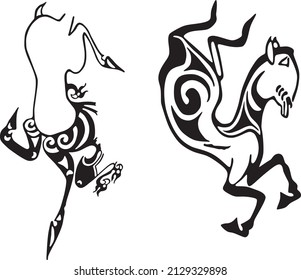 Vector tattoo of the Altai princess. Scythian, Saka pattern on the body.
