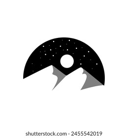 
vector tattoo art elements of mountains and a shining night sky with the moon and stars decorating the sky, made with a simple concept. Suitable for tattoos, logos, screen printing on clothes, wall d
