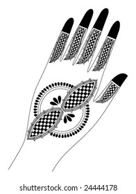 Vector tattoo artwork of India.  The artwork is done on a woman's hand.