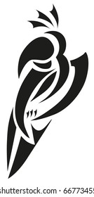 vector tattoo - black parrot
