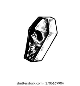 Vector Tattoo Black and White Coffin Skull