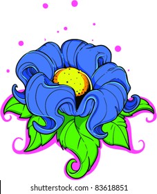Vector Tattoo Blue Flower