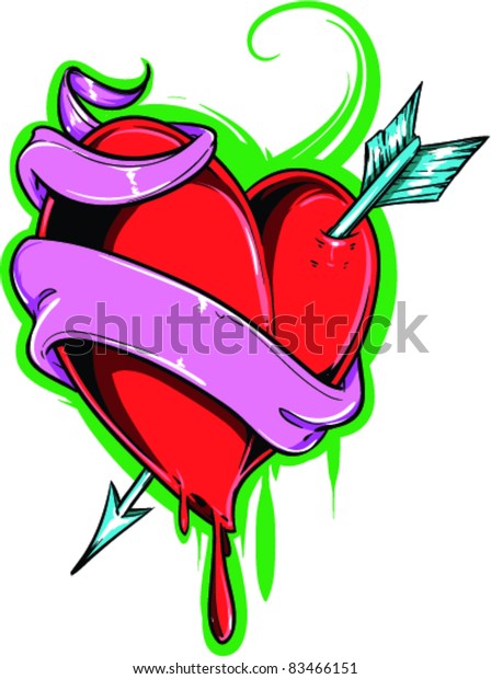 Vector Tattoo Broken Heart Stock Vector (Royalty Free) 83466151 ...