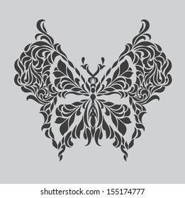 vector tattoo. Butterflies tattoo isolated design. 