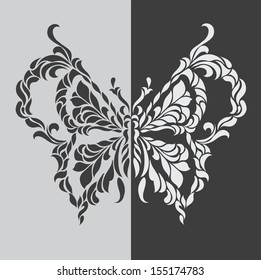 vector tattoo. Butterflies tattoo isolated design. 
