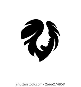 Vector tattoo design of a woman's face with elegant hair