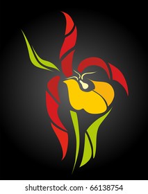vector tattoo flower on background