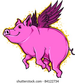 Vector Tattoo Flying Pig