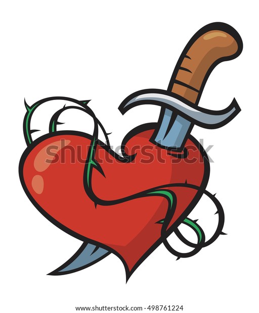 Vector Tattoo Heart Pierced Knife Stock Vector (Royalty Free) 498761224 ...