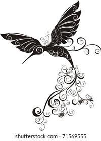 Vector tattoo hummingbird
