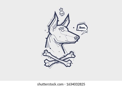 ilustración de tatuaje vectorial con perro
