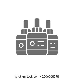 Vector tattoo ink bottles, accessory gray icon.