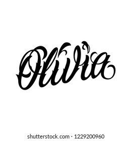 Vector tattoo lettering Olivia. Sketch name Olivia. Calligraphy tattoo logo Olivia
