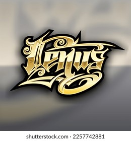 Vector tattoo lettering Venus. Calligraphy Gothic inscription.