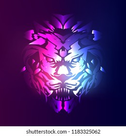 Vector Tattoo Lion Illustration .