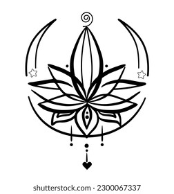 vector tattoo lotos black and white ,you can use it how print, tattoo