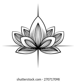 Vector Tattoo Lotus Black and White Illustration