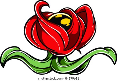 Vector Tattoo Red Flower