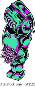 Vector Tattoo Romantic Robot
