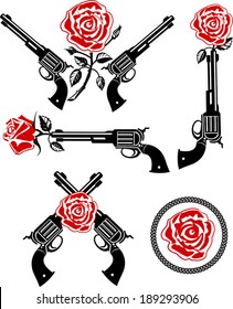 Vector Tattoo Rose With Gun