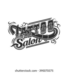 Vector tattoo salon logo  on white background. Cool retro styled vector emblems