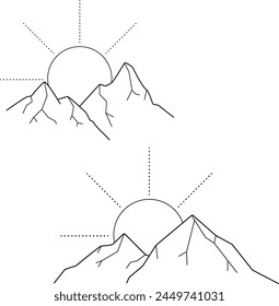 vector tattoo sketch of the mountain and the sun