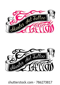 Vector tattoo studio logo templates . Cool retro styled vector emblem. Tattoo studio sign.