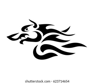 Vector Illustration Dragon Design Black White Stock Vector (Royalty ...